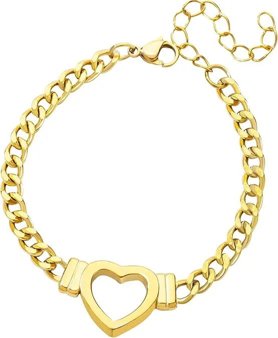 Heart Charm Chain Bracelet