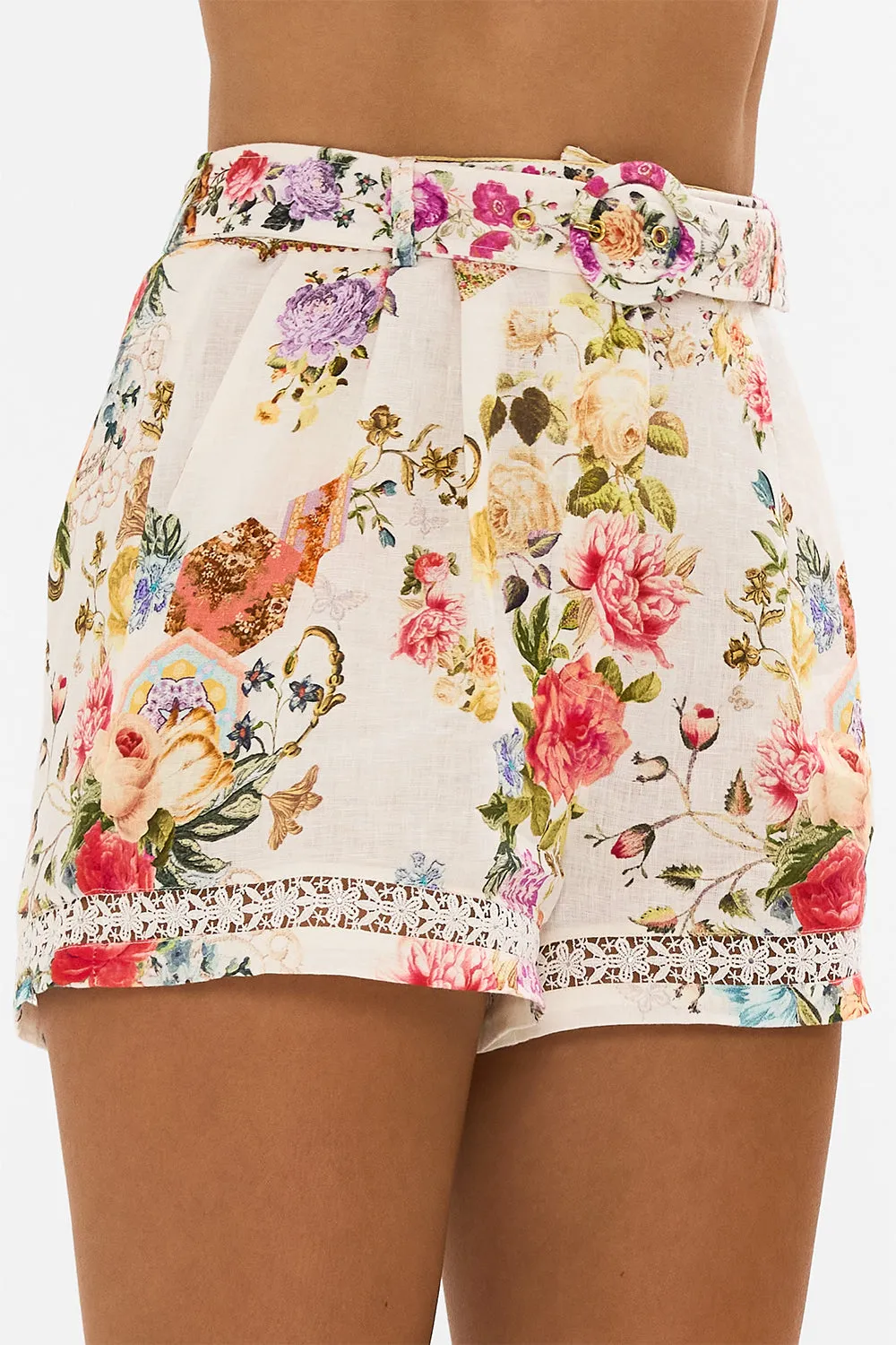 HIGH WAISTED SHORTS WITH LACE INSERT SEW YESTERDAY