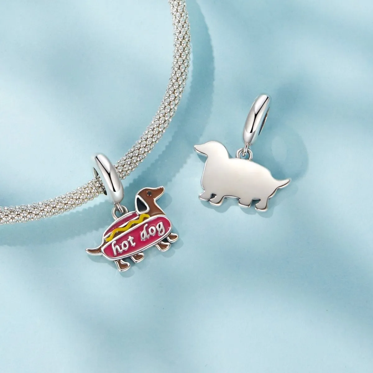 Hot Dog Dachshund Dangle Charm