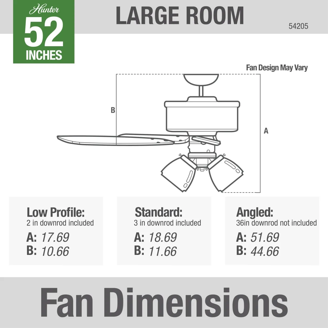 Hunter 52-Inch Crestfield 3 Light Noble Bronze Ceiling Fan