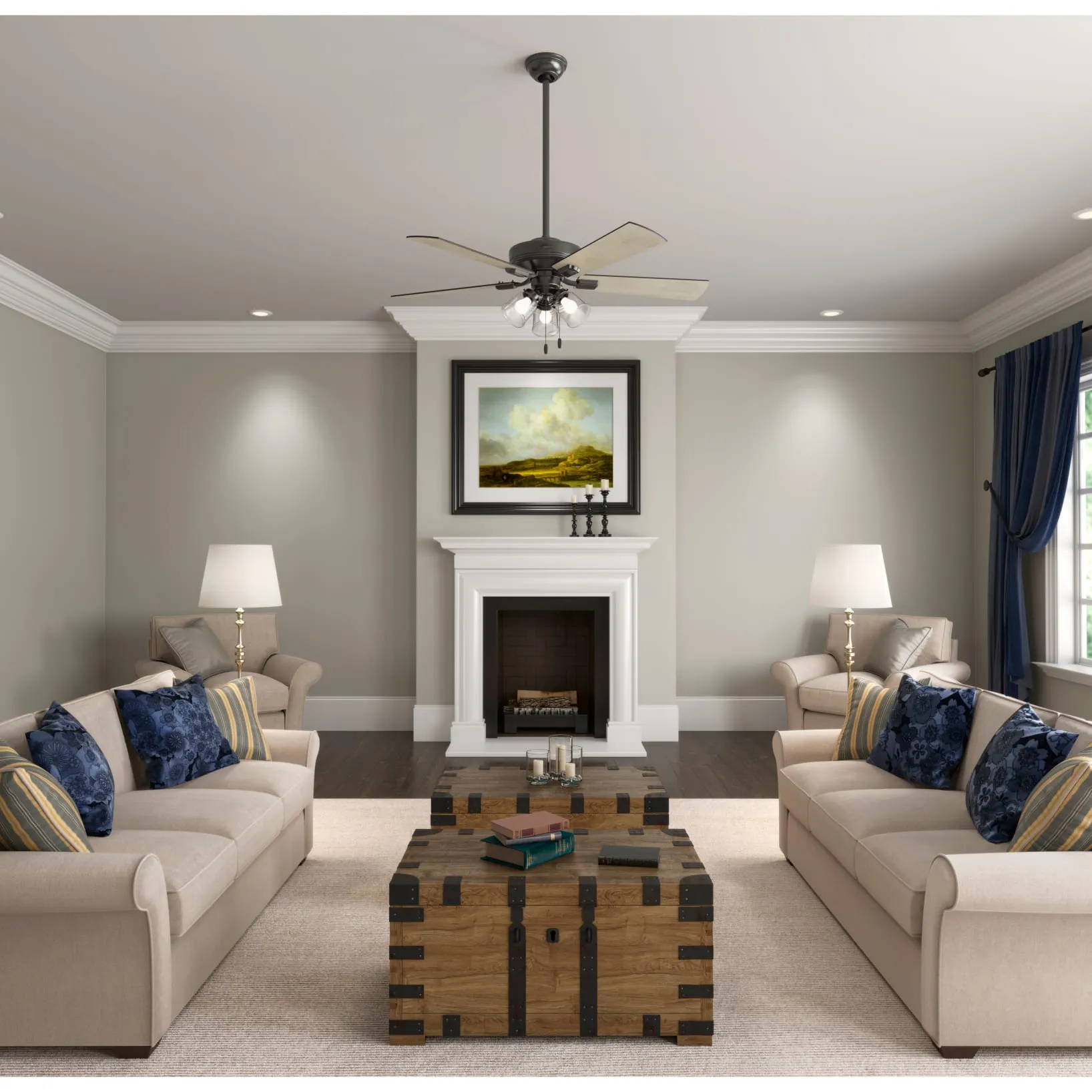 Hunter 52-Inch Crestfield 3 Light Noble Bronze Ceiling Fan
