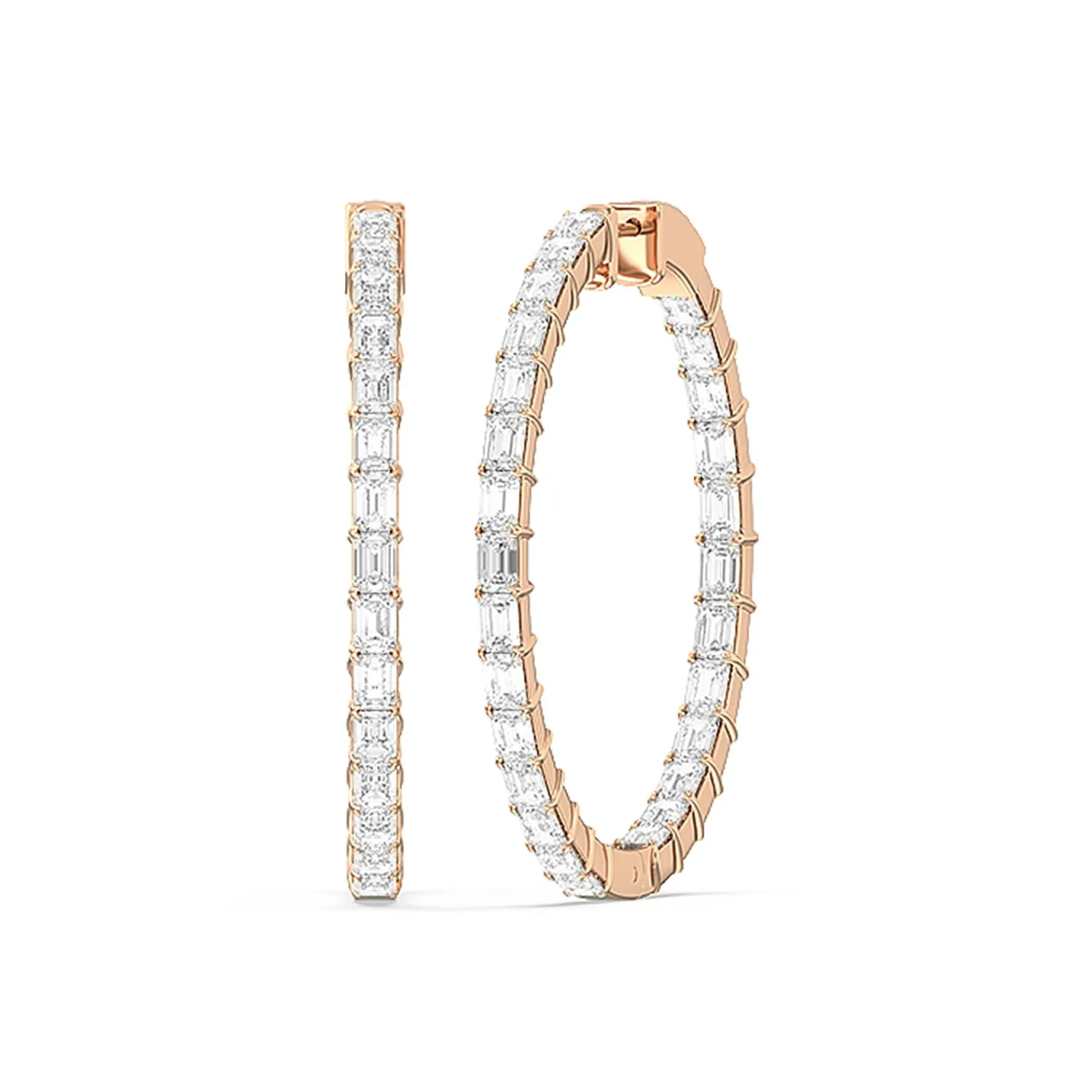 Inside-Out Emerald Shape Large Hoop Earrings
