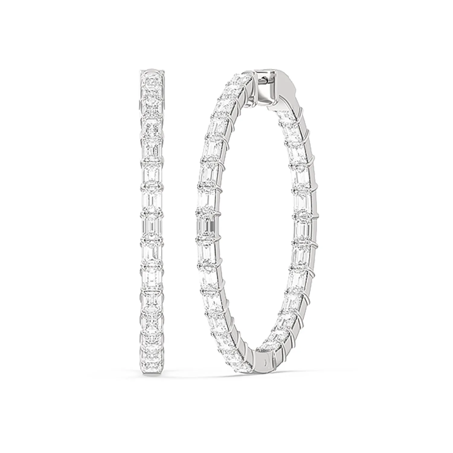 Inside-Out Emerald Shape Large Hoop Earrings