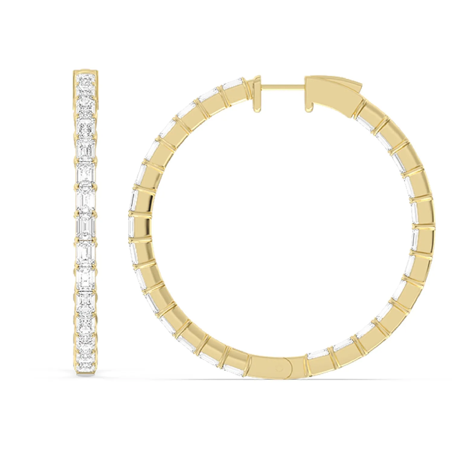 Inside-Out Emerald Shape Large Hoop Earrings