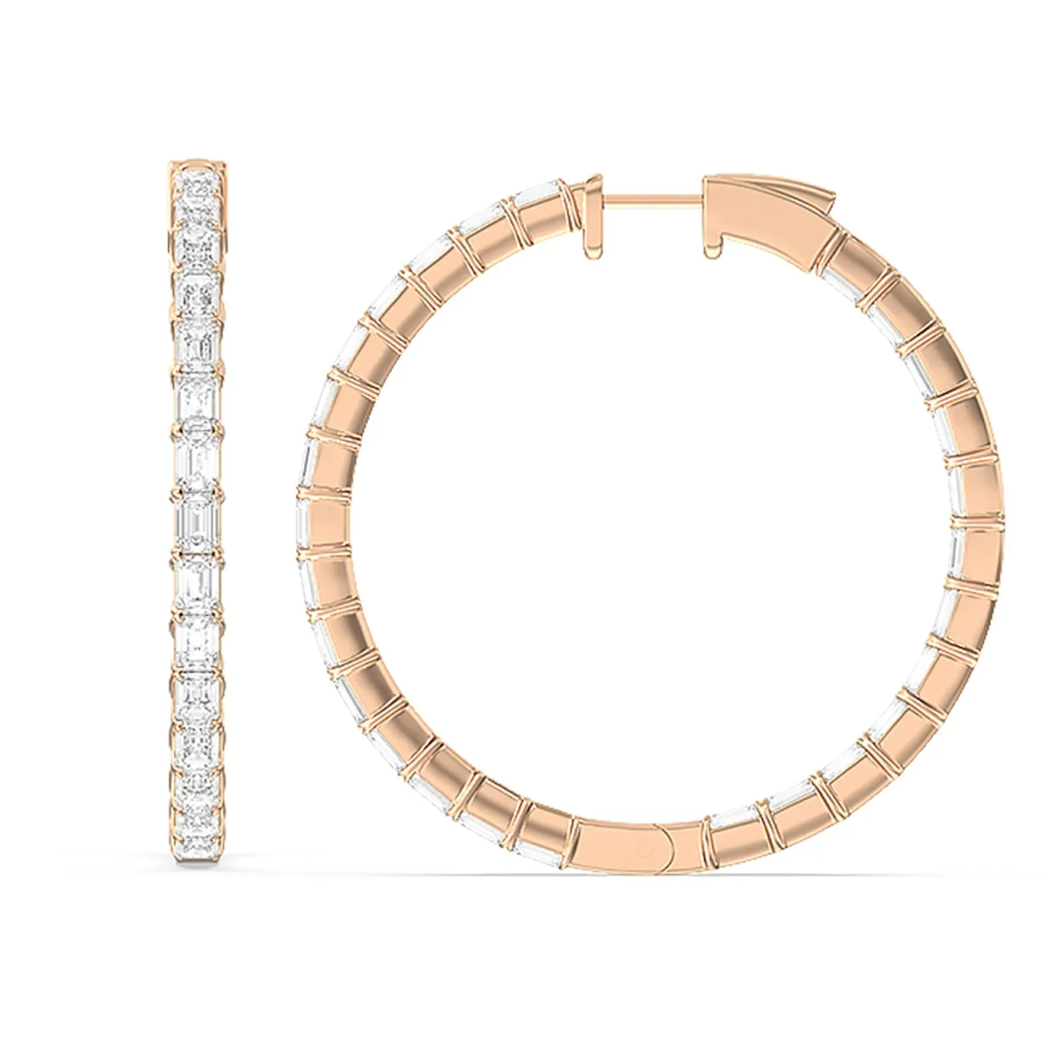 Inside-Out Emerald Shape Large Hoop Earrings