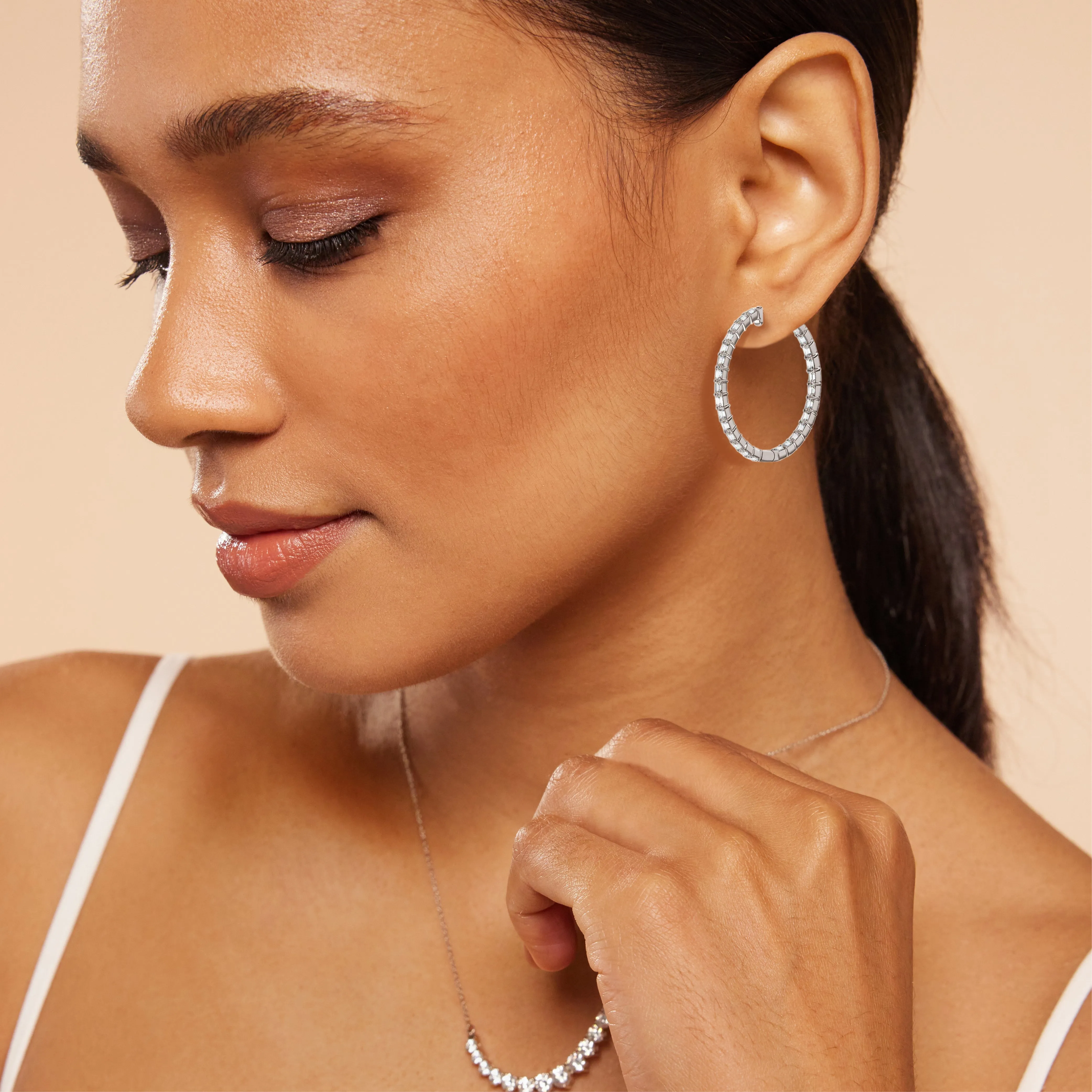 Inside-Out Emerald Shape Large Hoop Earrings