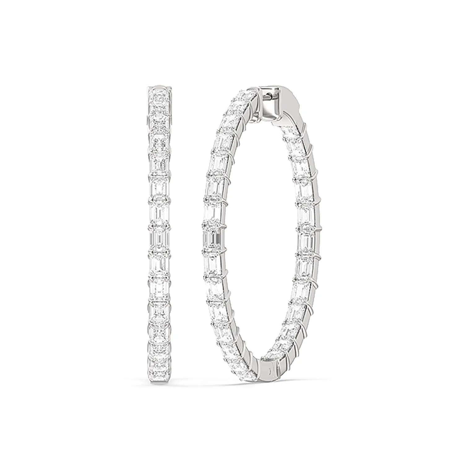 Inside-Out Emerald Shape Large Hoop Earrings