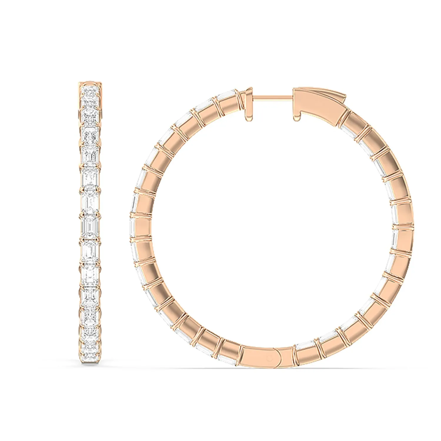 Inside-Out Emerald Shape Large Hoop Earrings