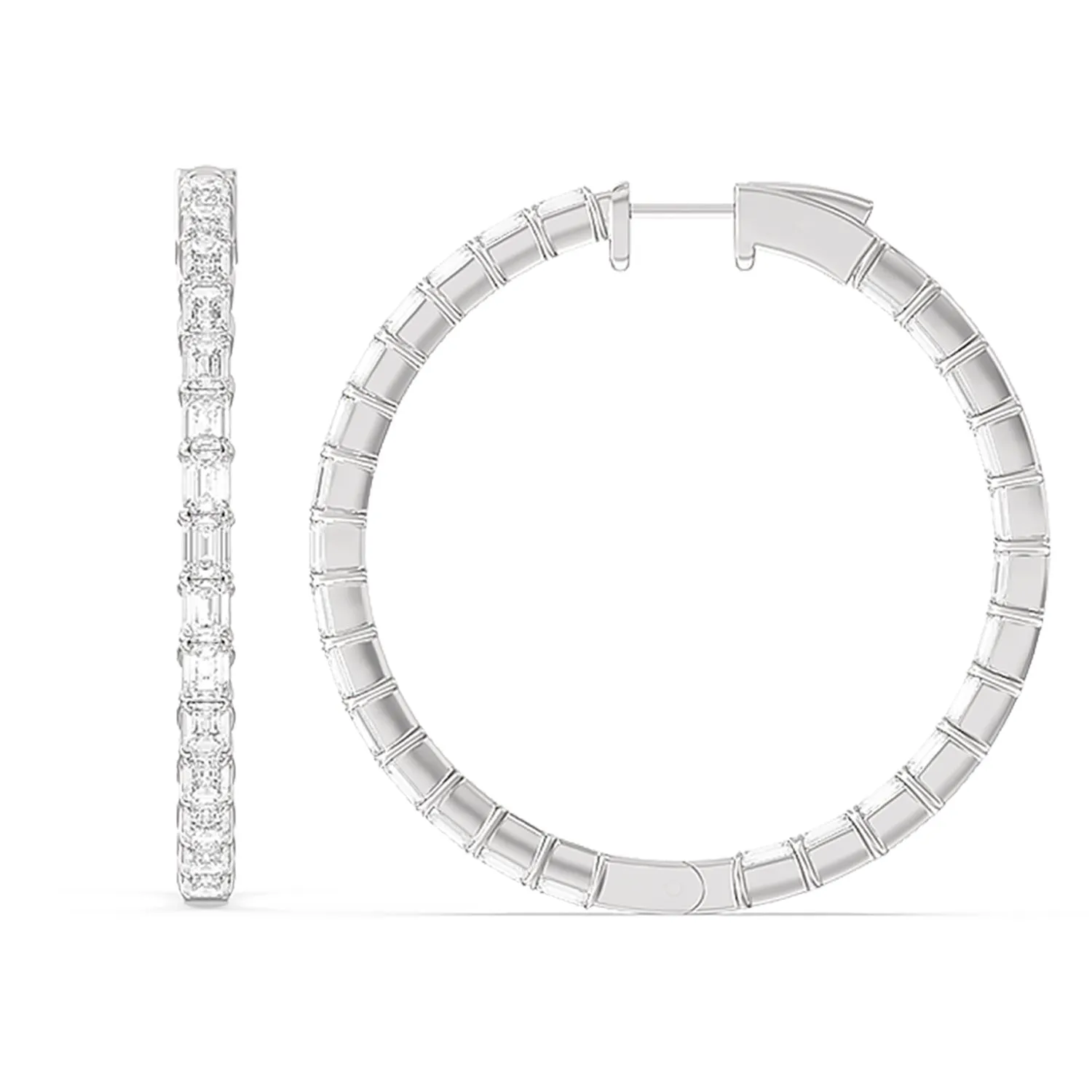Inside-Out Emerald Shape Large Hoop Earrings