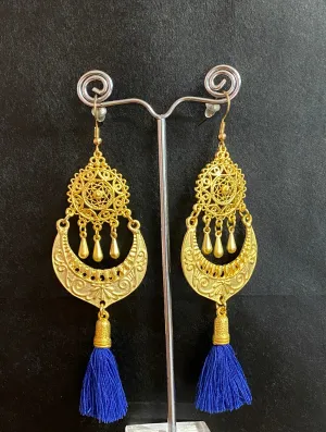 Isle & Tribe - Valentina Tassel Earrings - Sapphire