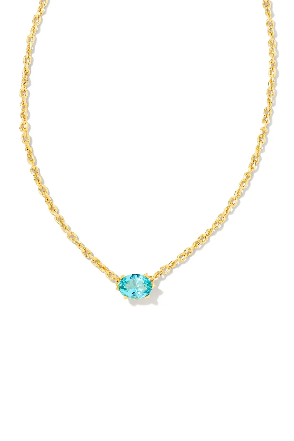 Kendra Scott: Cailin Gold Crystal Pendant Necklace - Aqua