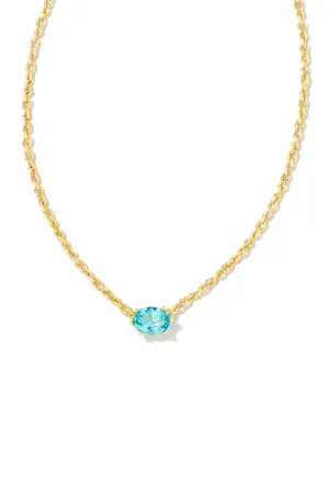 Kendra Scott: Cailin Gold Crystal Pendant Necklace - Aqua