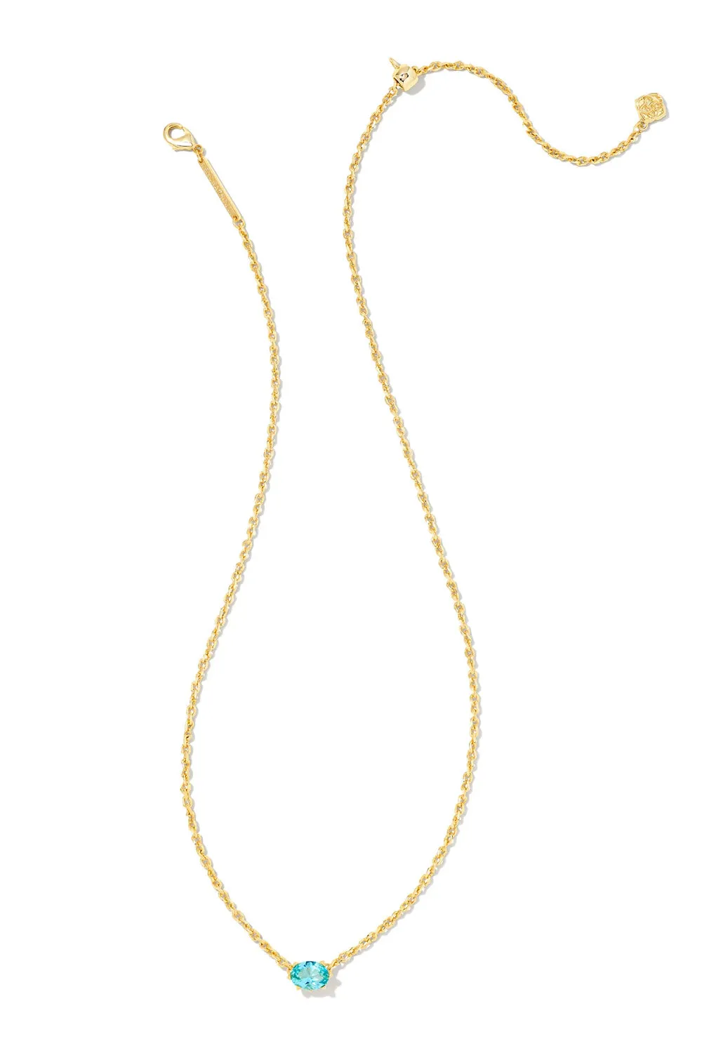 Kendra Scott: Cailin Gold Crystal Pendant Necklace - Aqua