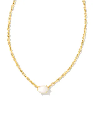 Kendra Scott: Cailin Gold Crystal Pendant Necklace - Ivory MOP