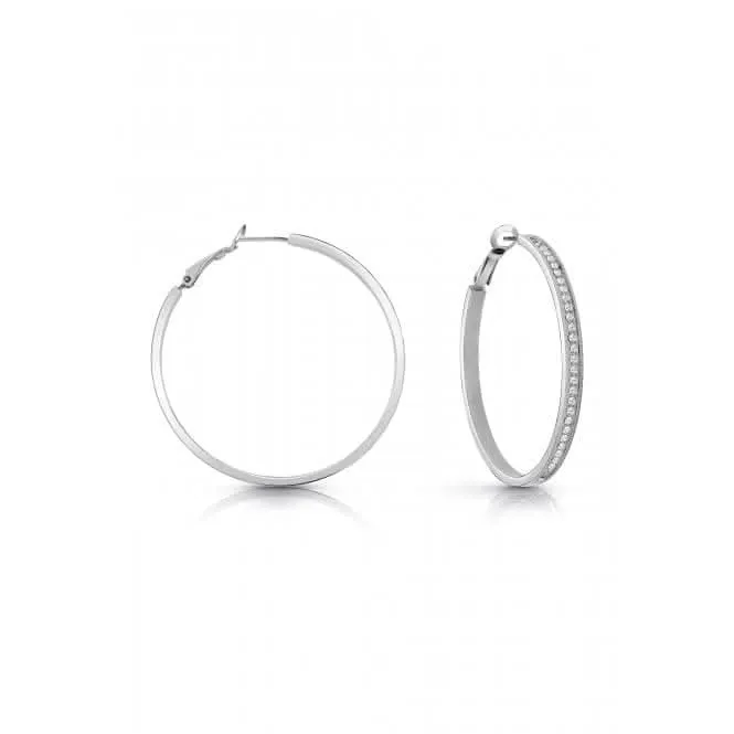 Ladies 50mm Rhodium Plated Hoop Earrings UBE02247RH