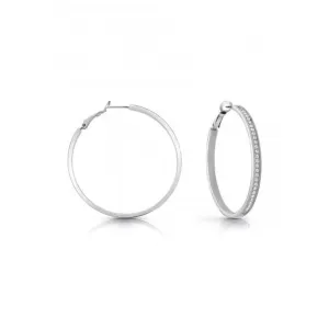 Ladies 50mm Rhodium Plated Hoop Earrings UBE02247RH
