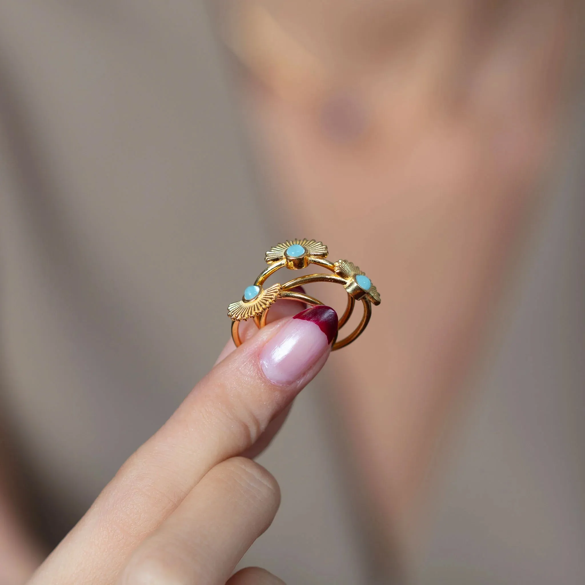 Larimar Sun Beam Ring