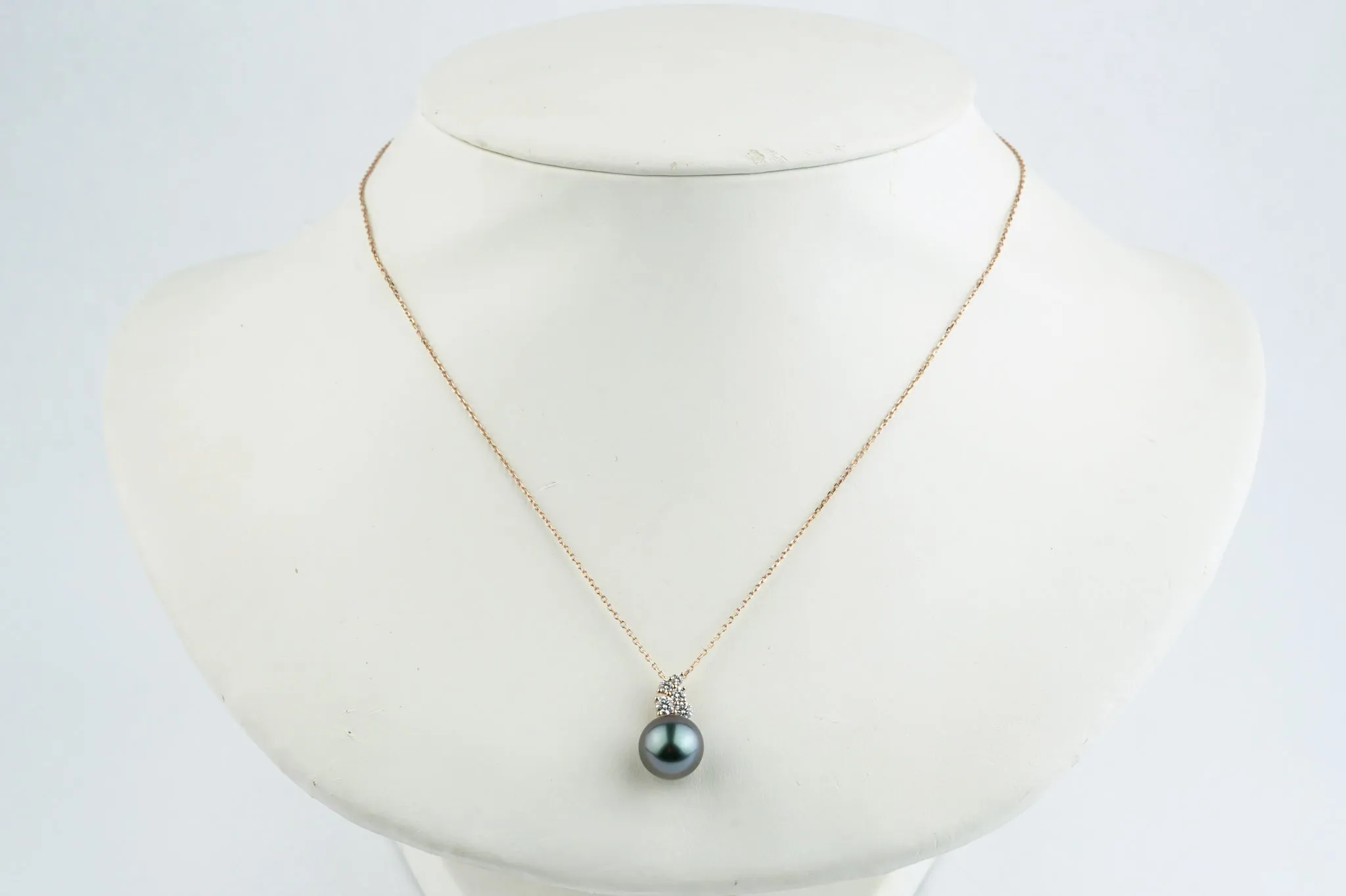 Lavender-Blue Tahitian Pearl & Diamond Asteria Pendant or Necklace on 14K Rose Gold