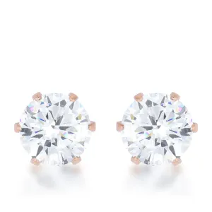 LOVCIA Elegant 3.4ct CZ Rose Gold Prong-Set Stud Earrings