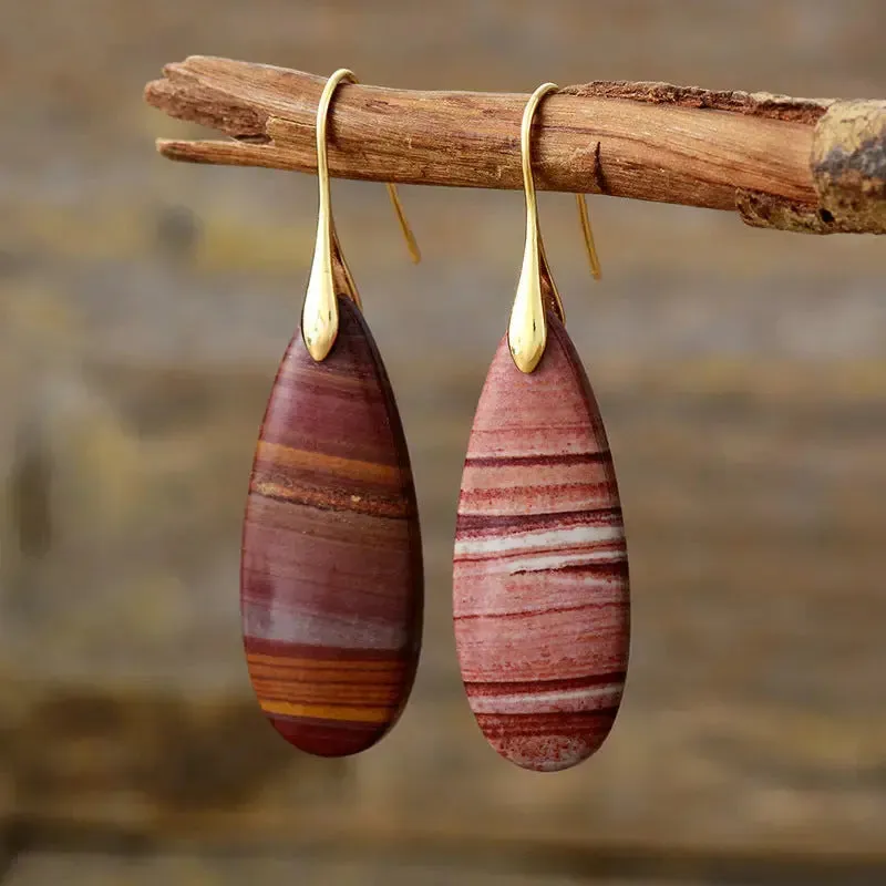 LOVCIA Elegant Waterdrop Natural Stone Earrings for Women