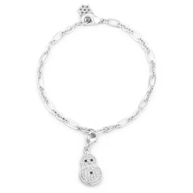 LOVCIA Festive Snowman Charm Bracelet with Sparkling CZ Accents