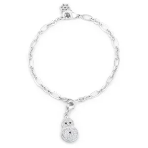 LOVCIA Festive Snowman Charm Bracelet with Sparkling CZ Accents