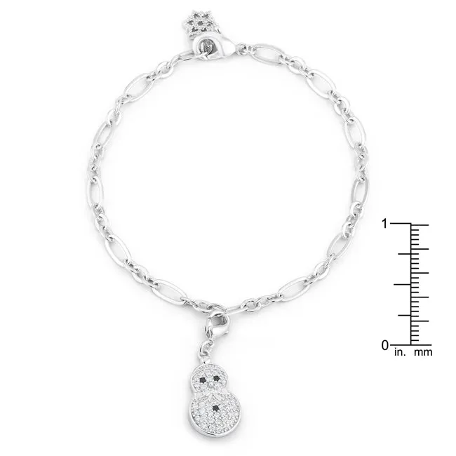 LOVCIA Festive Snowman Charm Bracelet with Sparkling CZ Accents