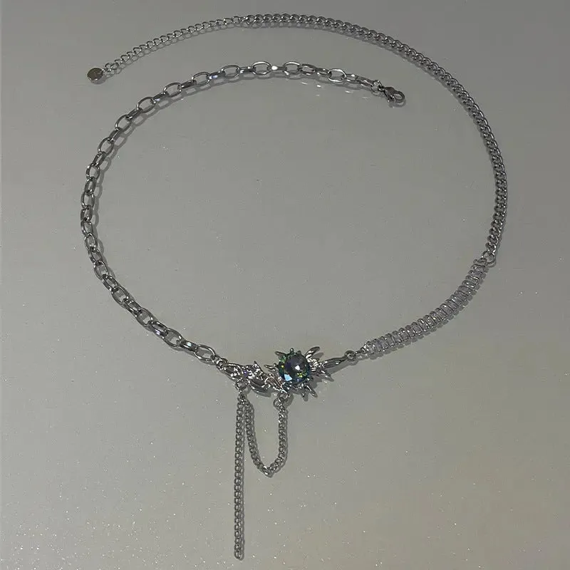 LOVCIA Fringed Colorful Crystals Zircon Necklace for Women