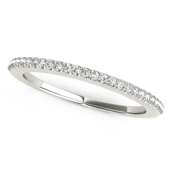 LOVCIA Luxury 14k White Gold Pave Set Diamond Scallop Wedding Band (1/8 Carat Total Weight)