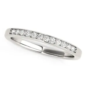 LOVCIA Luxury 14k White Gold Prong Set Round Diamond Wedding Band (0.12 cttw)