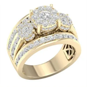Luxury 14K Engagement Ring Set Zircon Yellow Gold for Women Jewelry