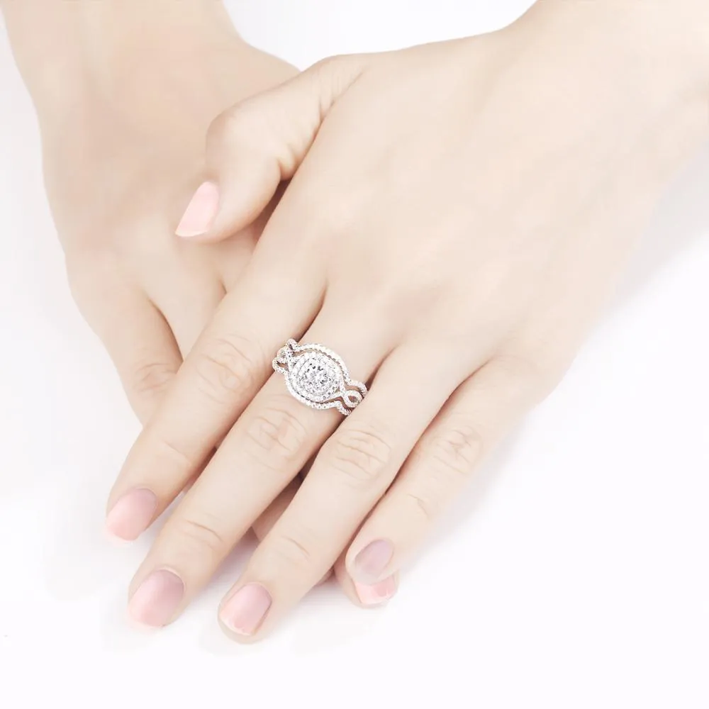 Luxury 2.1 Ct CZ Wedding Sterling Silver Rings Jewelry