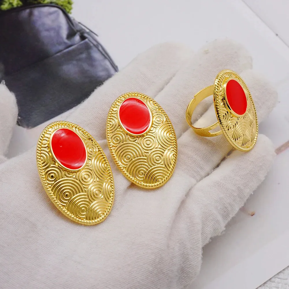 Luxury Blue Crystal Earrings & Resizable Rings Sets