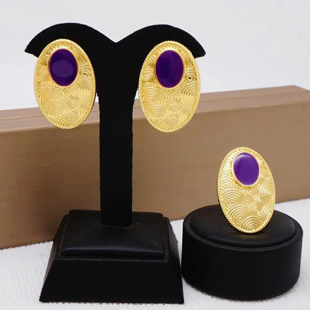 Luxury Blue Crystal Earrings & Resizable Rings Sets