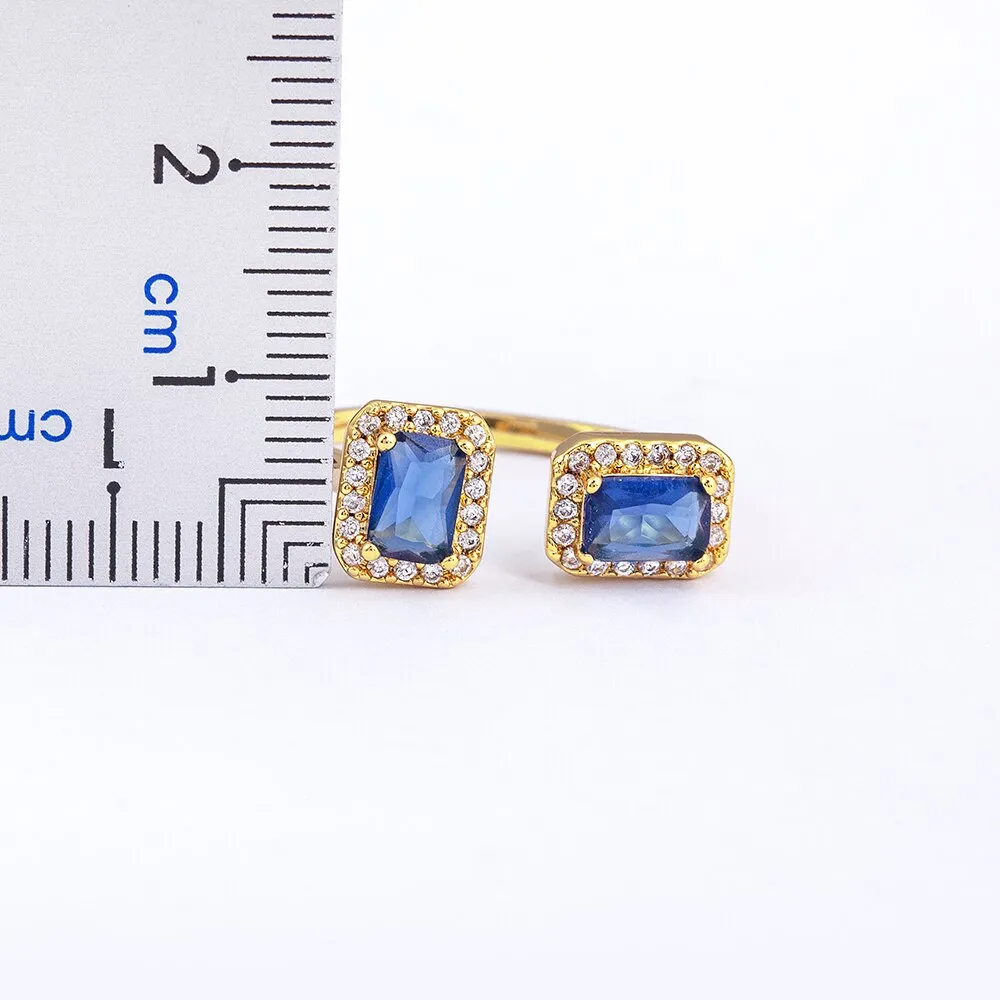 Luxury Blue Red Zircon Open Adjustable Rings