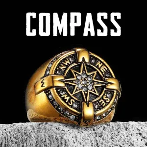 Luxury Compass Ring with Rhinestone