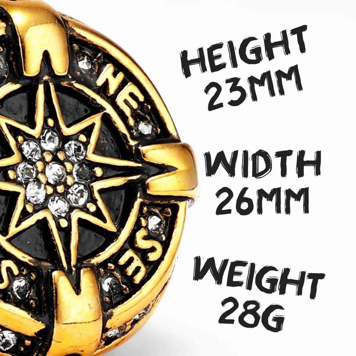 Luxury Compass Ring with Rhinestone