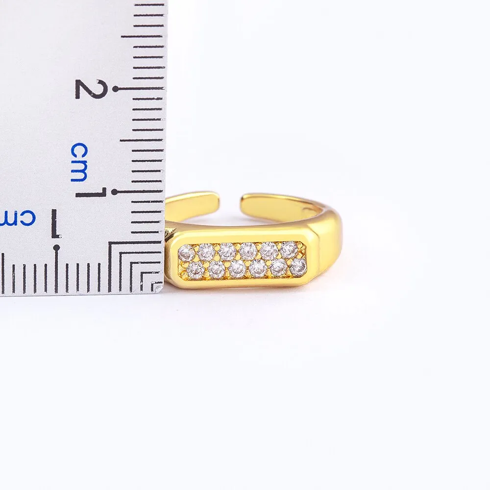 Luxury Female Gold Color Crystal Stone Ring