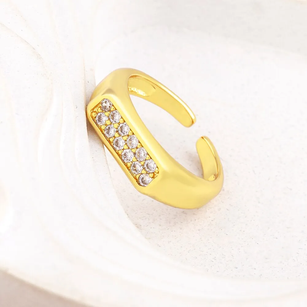 Luxury Female Gold Color Crystal Stone Ring