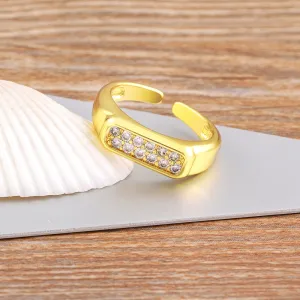 Luxury Female Gold Color Crystal Stone Ring