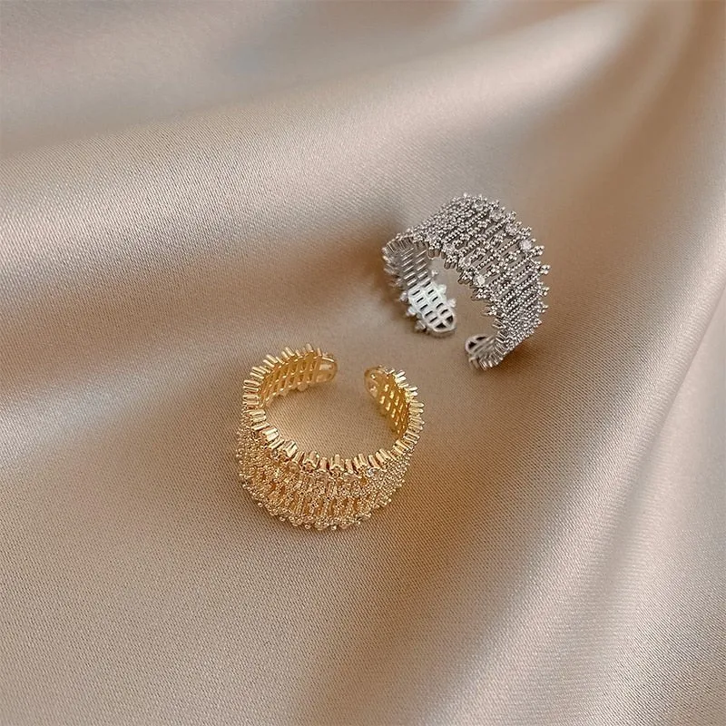 Luxury Full Inlaid Zircon Gold Ring For Women Jewelry Wedding Jewelry