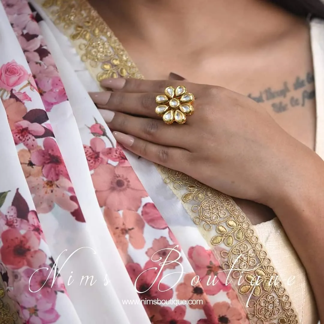Luxury Kundan Flower Ring