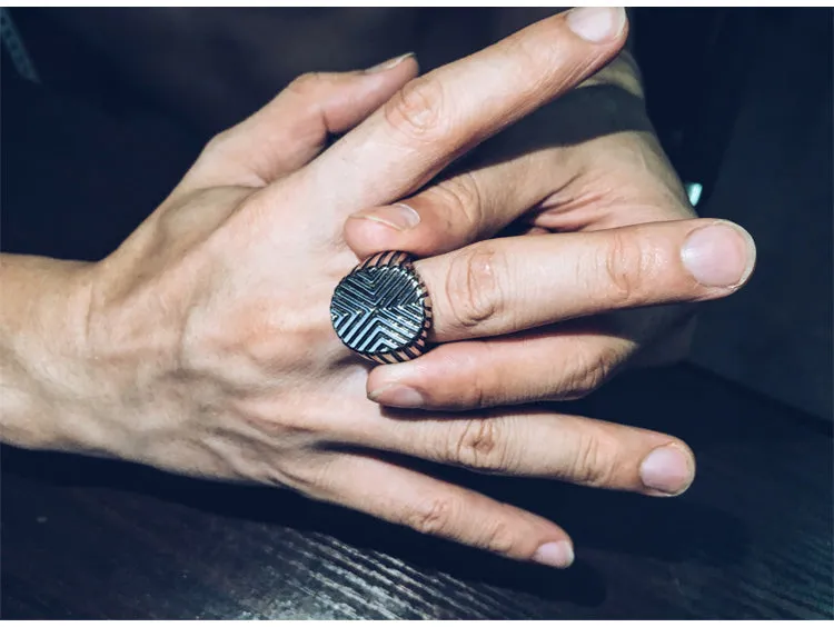 Luxury Retro style steel ring