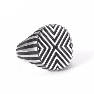 Luxury Retro style steel ring