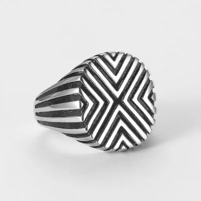 Luxury Retro style steel ring