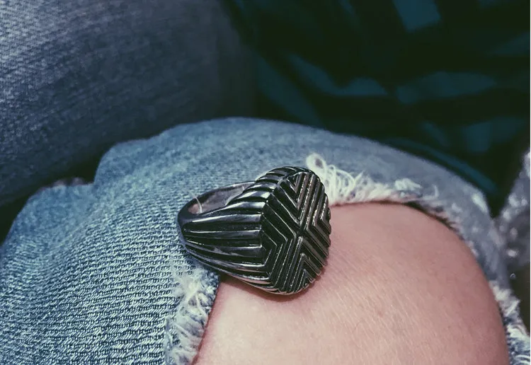 Luxury Retro style steel ring