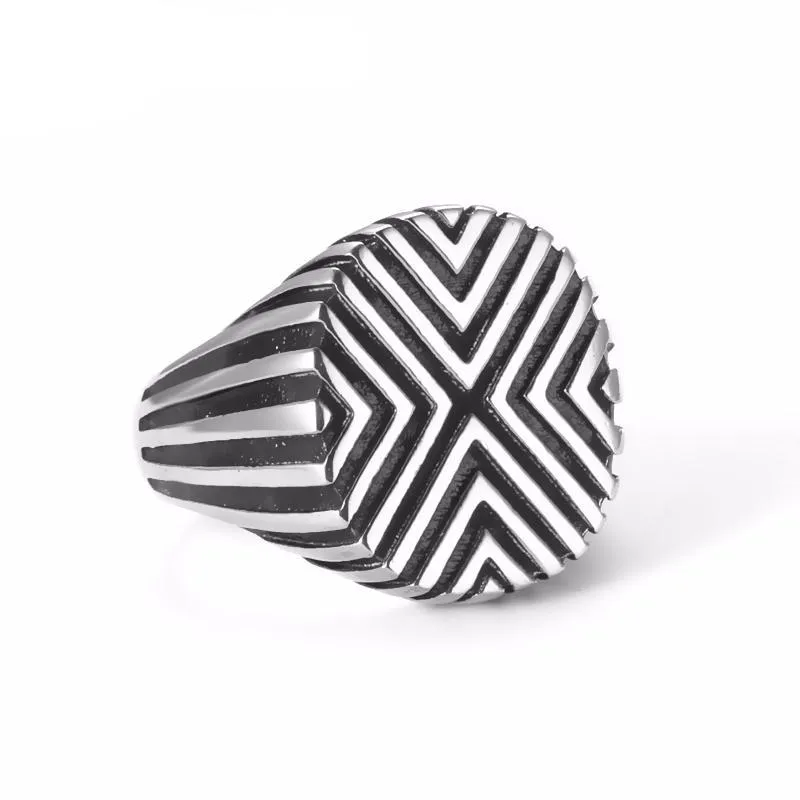 Luxury Retro style steel ring