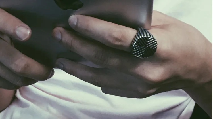 Luxury Retro style steel ring