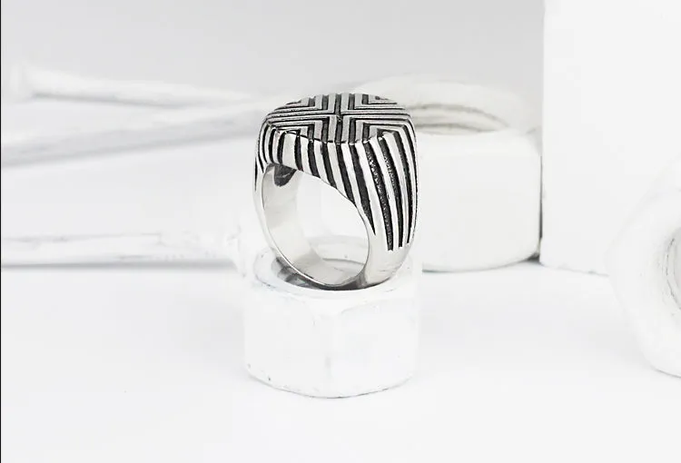 Luxury Retro style steel ring