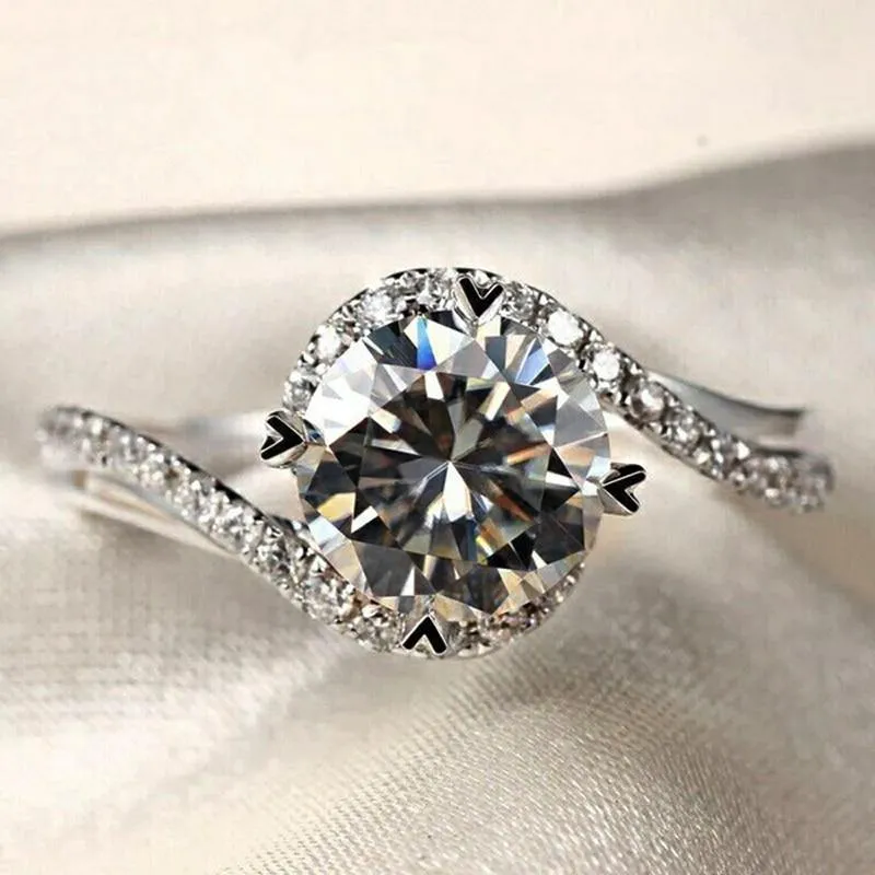 Luxury Round Lab Diamond Wedding Engagement Ring